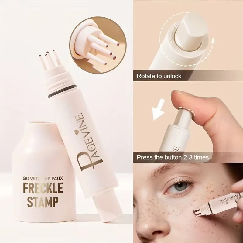 4-in-1 Natural Freckle Stamp Pen - Fast-Drying, Waterproof, Light Coverage Temporary Makeup for Natural-Looking Freckles